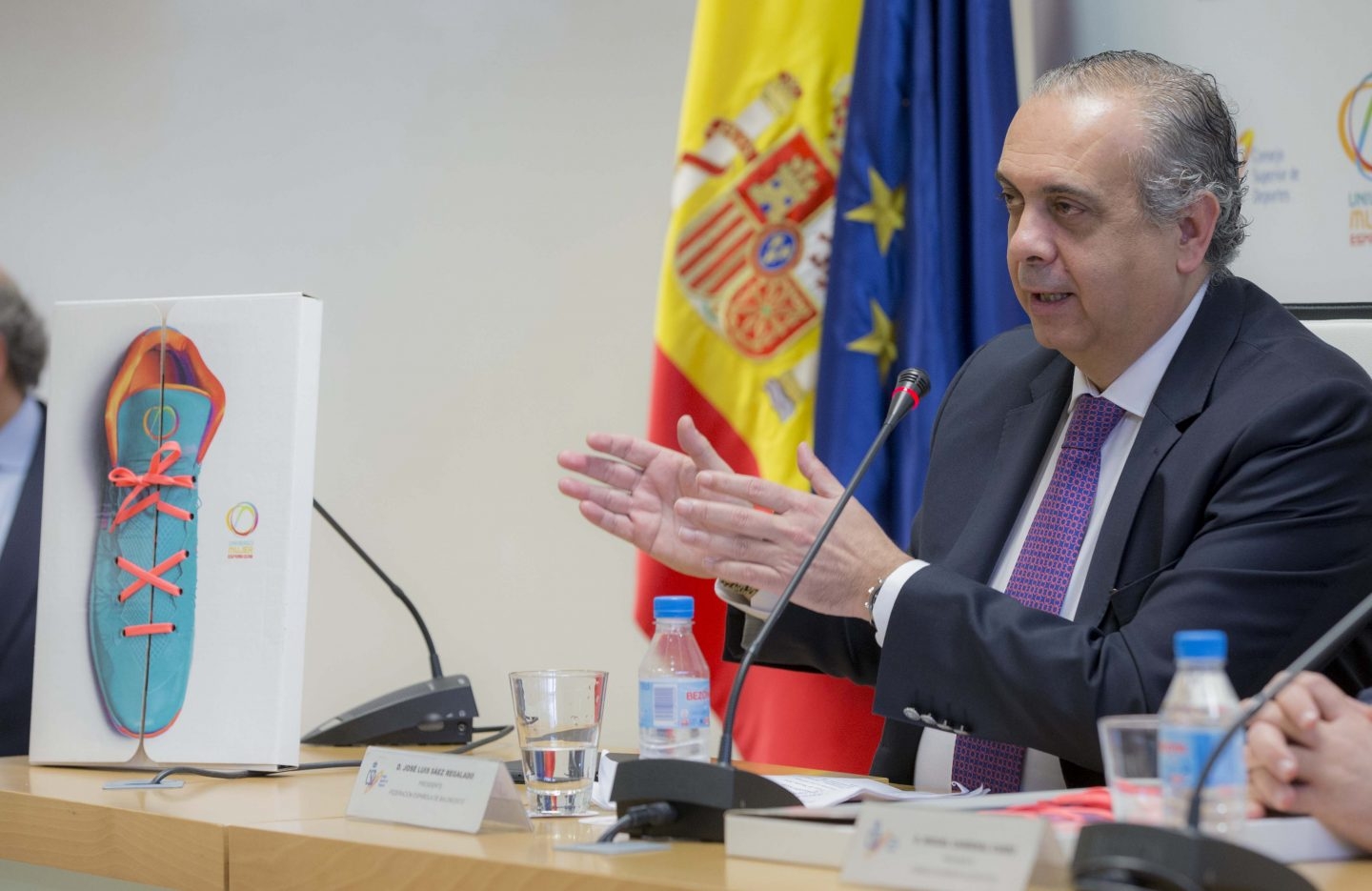 José Luis Sáez, en un acto durante su etapa como presidente de la Federación Española de Baloncesto (FEB).