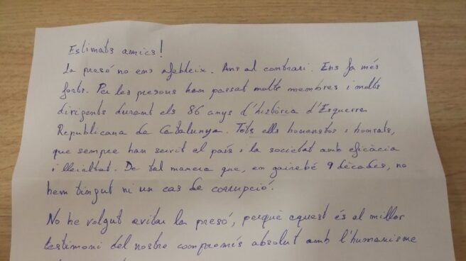 junqueras_carta_carcel Carta de Junqueras desde prisión.