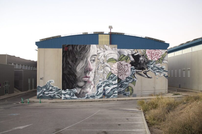 Detalle de la obra de Lula Goce acabada en la Facultad de Bellas Artes de la Universidad de Murcia