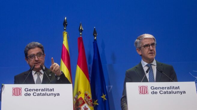 Enric Millo y Juan Antonio Puigserver, este lunes durante la rueda de prensa.
