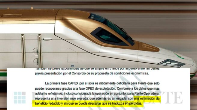 La Intervención del Estado ve el AVE a La Meca "arriesgado" para Renfe "sin descartar pérdidas"