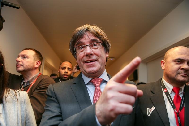 Carles Puigdemont, en el Centro de Convenciones de Bruselas (Bélgica).