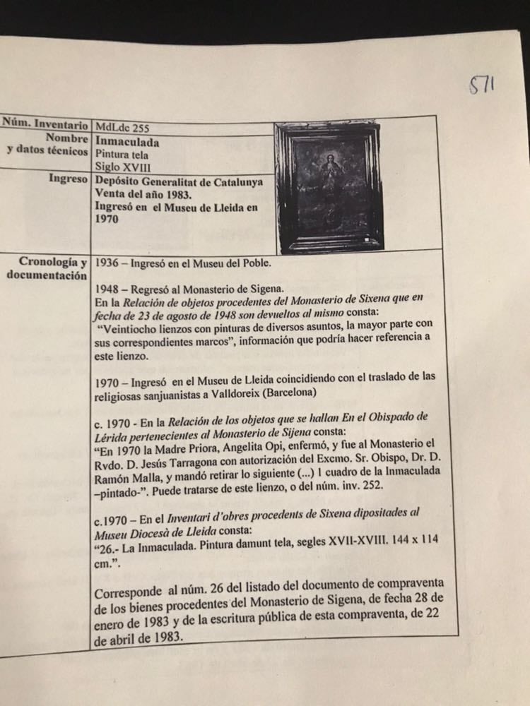 La obra que el Museo de Lleida ha extraviado de los bienes de Sijena.