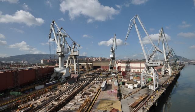 Instalaciones del astillero de La Naval, en Sestao (Vizcaya). Instalaciones del astillero de La Naval, en Sestao (Vizcaya).