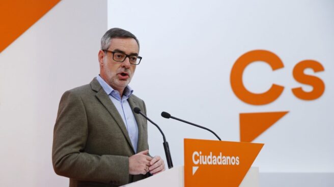 El secretario general de Ciudadanos, José Manuel Villegas, esta tarde en la sede del partido en Madrid.