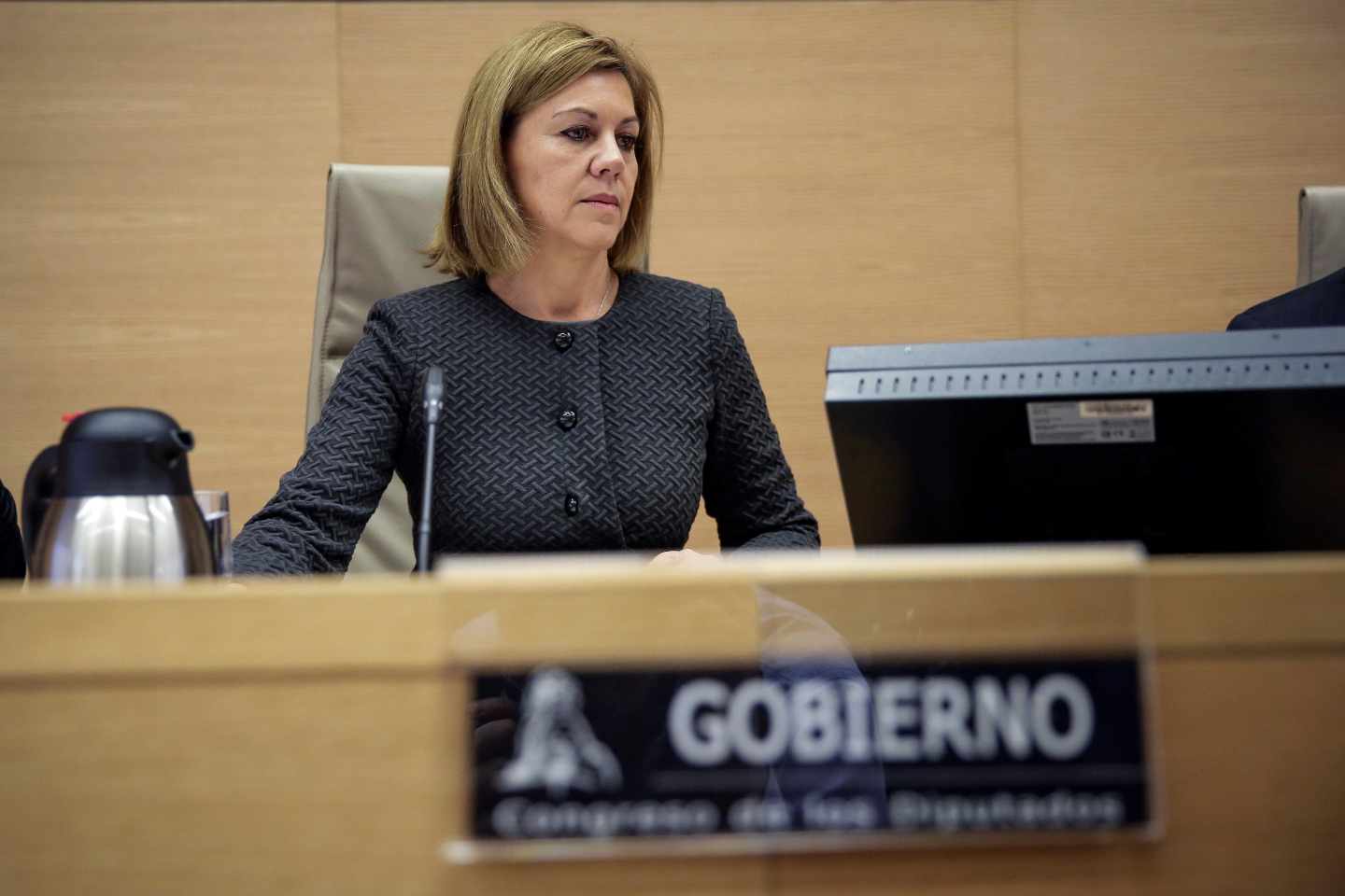 La ministra de Defensa, María Dolores de Cospedal, este miércoles en el Congreso.