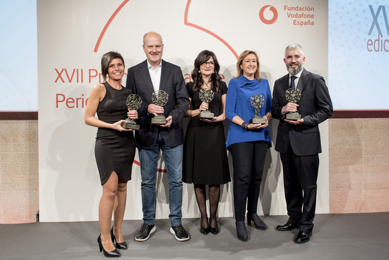 David Page, redactor de El Independiente, recibe el Premio Vodafone.