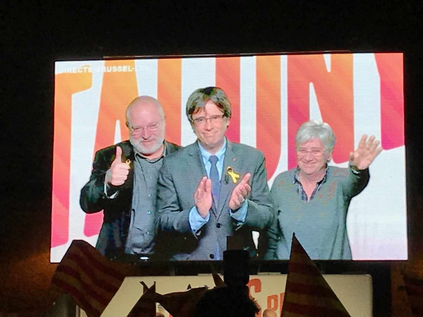 Puig, Puigdemont y Ponsatí, en una reciente videoconferencia.