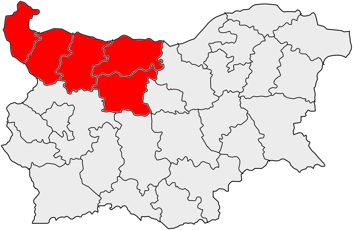Mapa de la región de Severozapaden, en el noroeste de Bulgaria.