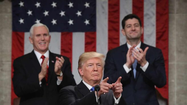 Trump-Estado de la Unión-Ryan y Pence Donald Trump durante el primer discurso del Estado de la Unión.
