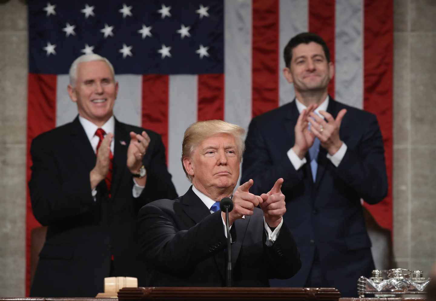 Donald Trump durante el primer discurso del Estado de la Unión.