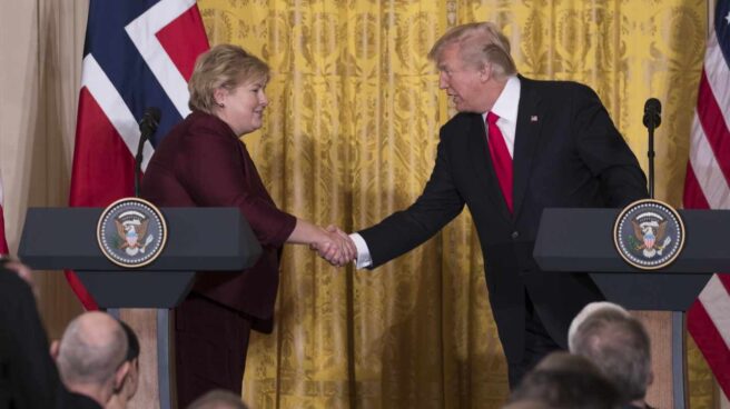 Donald Trump y la noruega Erna Solberg, en Washington.