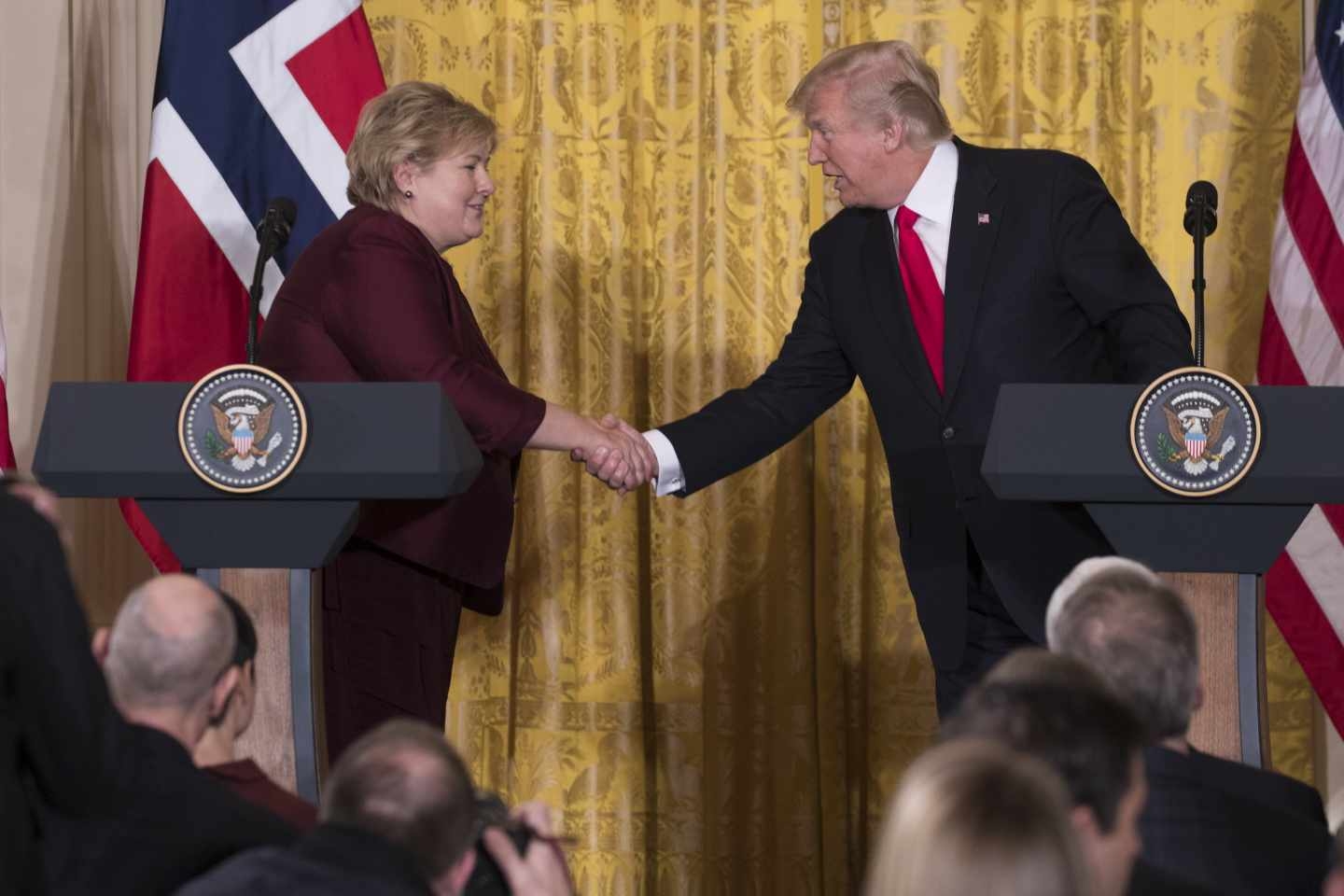 Donald Trump y la noruega Erna Solberg, en Washington.
