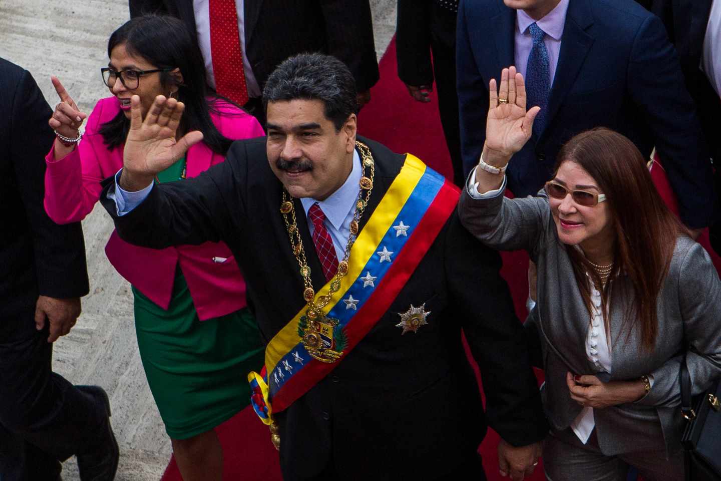 El presidente venezolano, Nicolás Maduro, y su esposa, Cilia Flores, en la Constituyente.