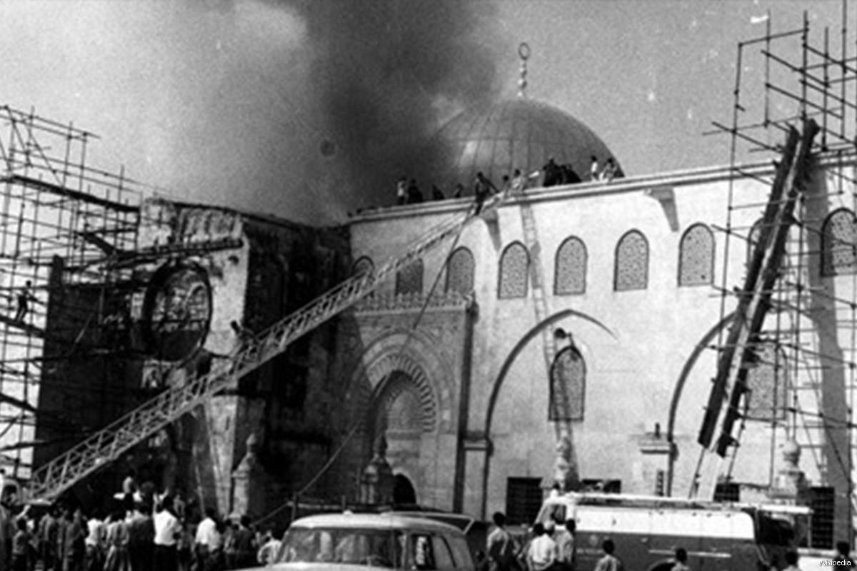 Mezquita de Al-Aqsa, en Jerusalén, tras el ataque de Denis Michael Rohan en 1969.