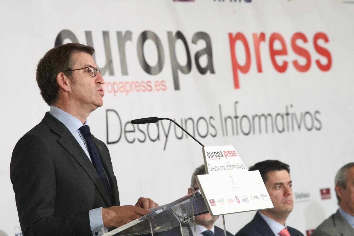 El presidente de la Xunta de Galicia, Alberto Núñez Feijóo, en un desayuno informativo de Europa Press.