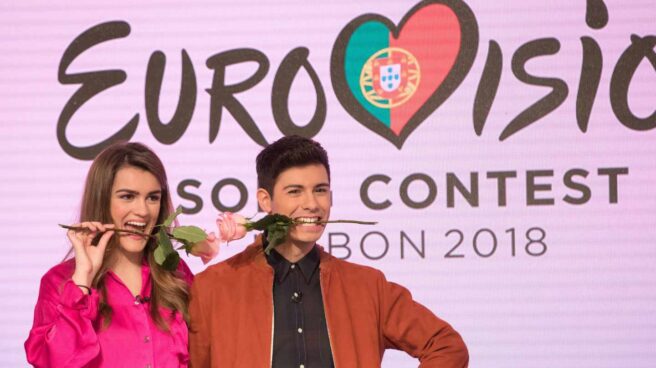 amaia_alfred_eurovision Amaia y Alfred, representantes españoles en Eurovisión, durante una rueda de prensa.