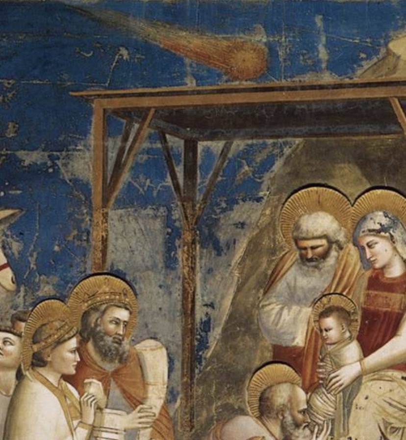 Detalle del cuadro de La Adoración de Giotto, donde se ve un cometa