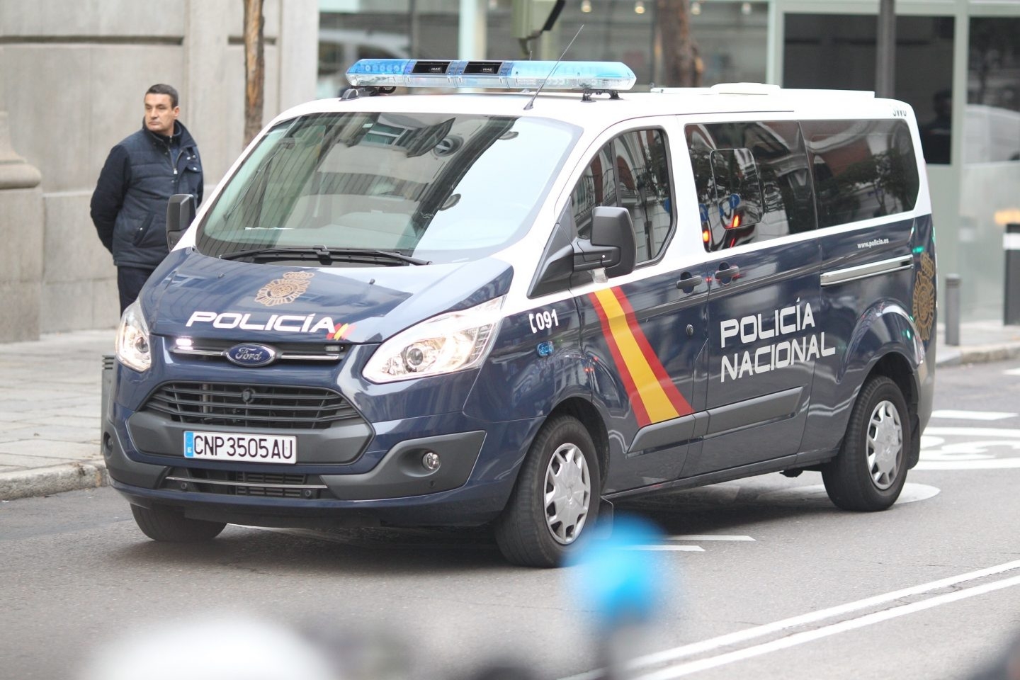El furgón policial que ha trasladado a Oriol Junqueras al Tribunal Supremo.
