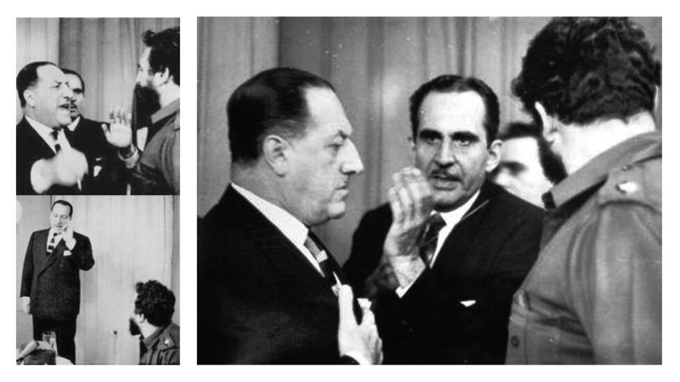 Secuencia del momento en que el diplomático español Juan Pablo de Lojendio se enfrenta a Fidel Castro en enero de 1960.