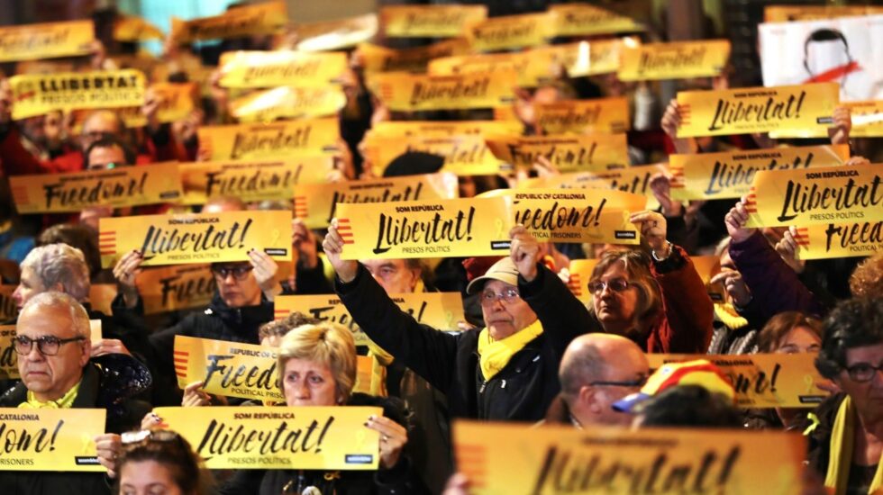 Concentración convocada para apoya a Junqueras en Barcelona.