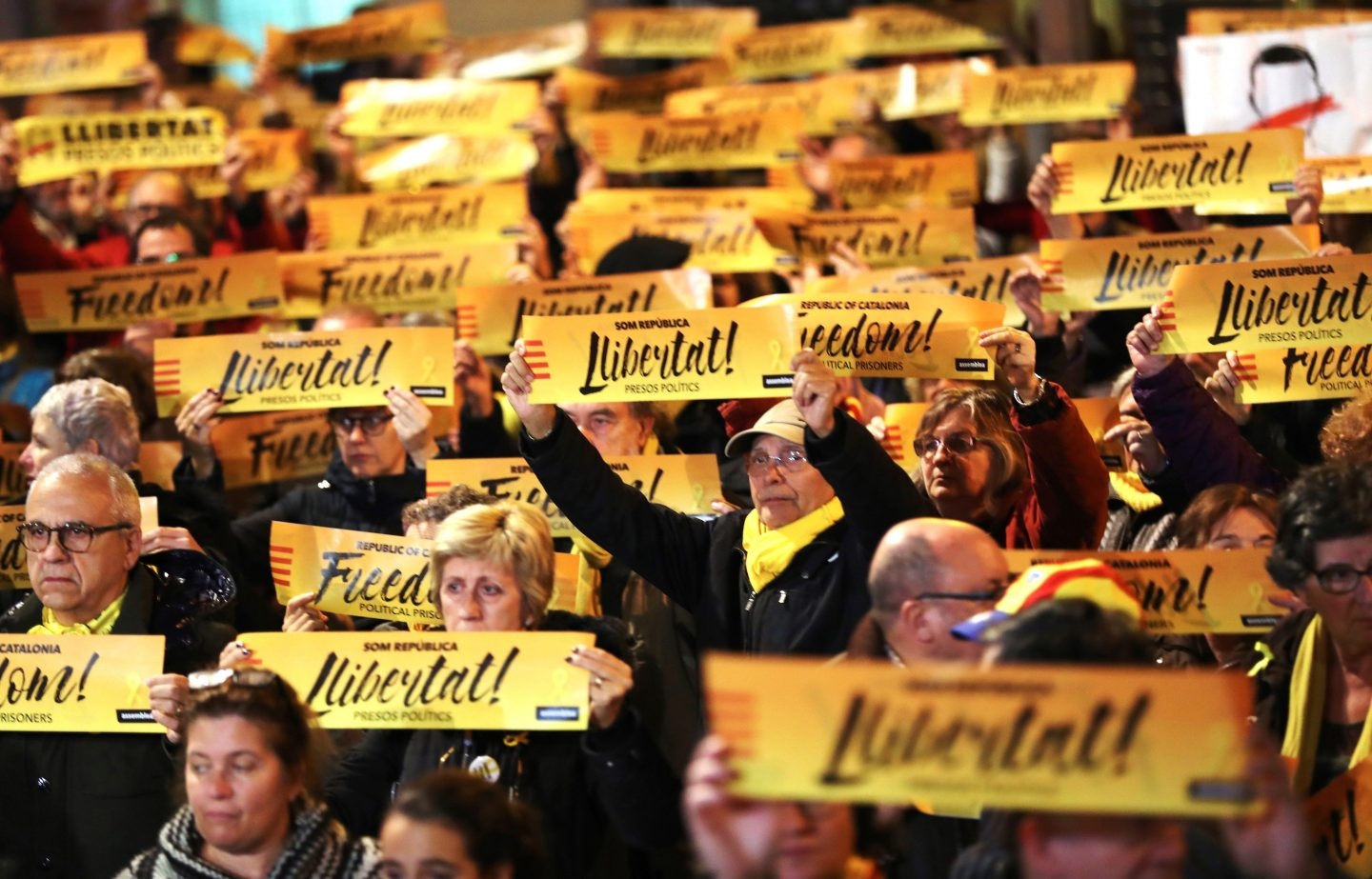 Concentración convocada para apoya a Junqueras en Barcelona.