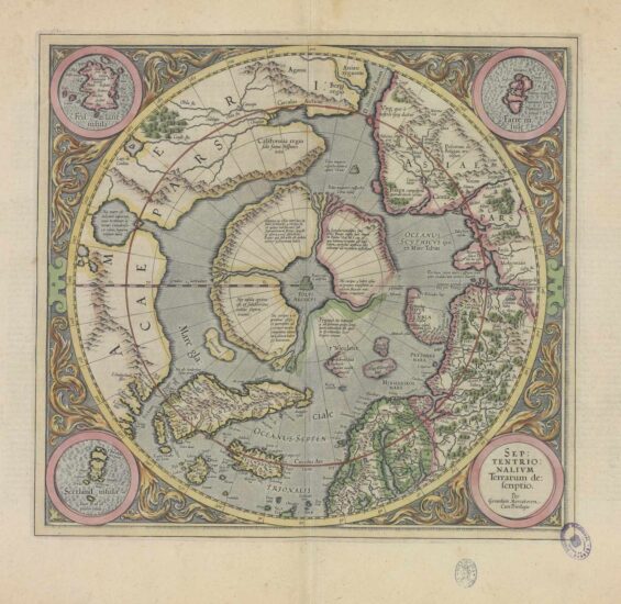 El Polo Norte en Septentrionalium terrarum descriptio; Gerard Mercator, BNE, 1630
