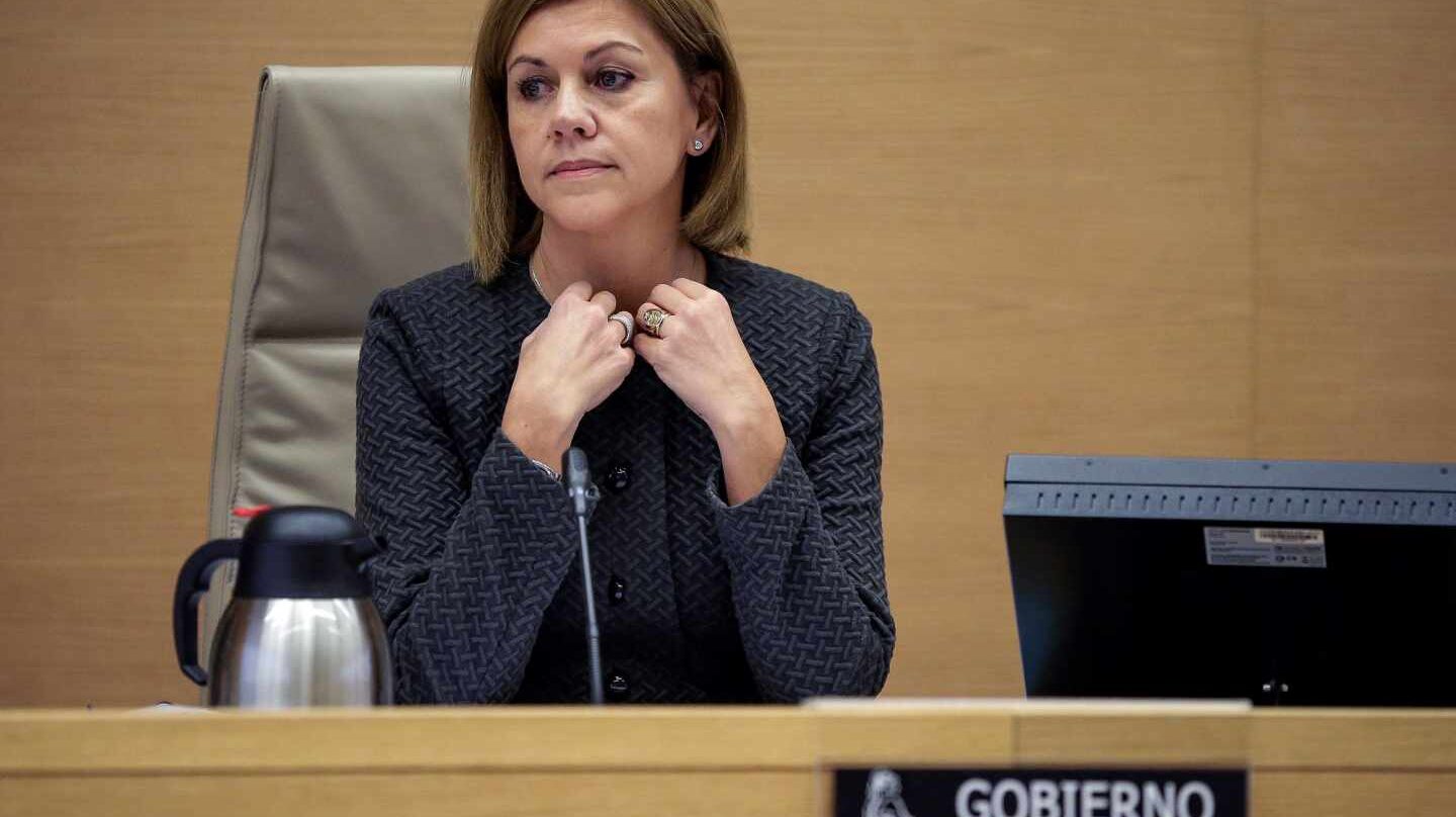 La ministra de Defensa, María Dolores de Cospedal, durante una comparecencia parlamentaria.
