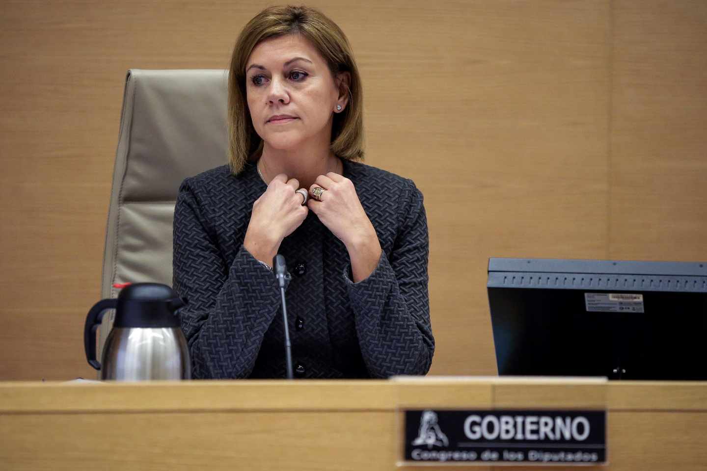 La ministra de Defensa, María Dolores de Cospedal, durante una comparecencia parlamentaria.