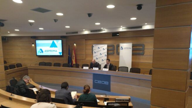 Rueda de prensa de los promotores madrileños, en la sede de la CEOE.