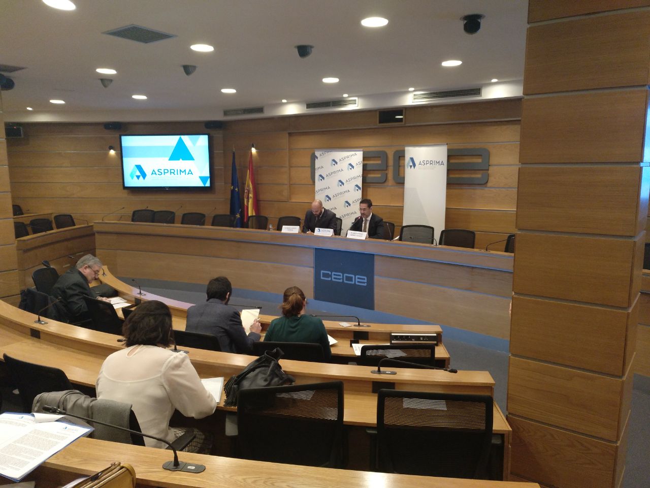 Rueda de prensa de los promotores madrileños, en la sede de la CEOE.