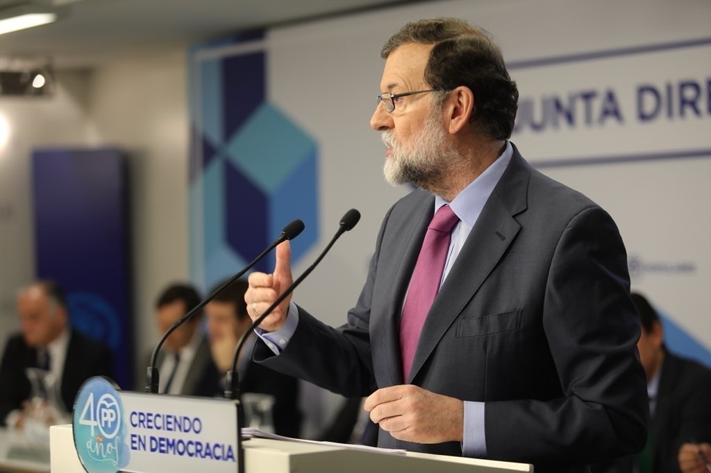 Rajoy, durante la reunión de la Junta directiva del PP de este lunes