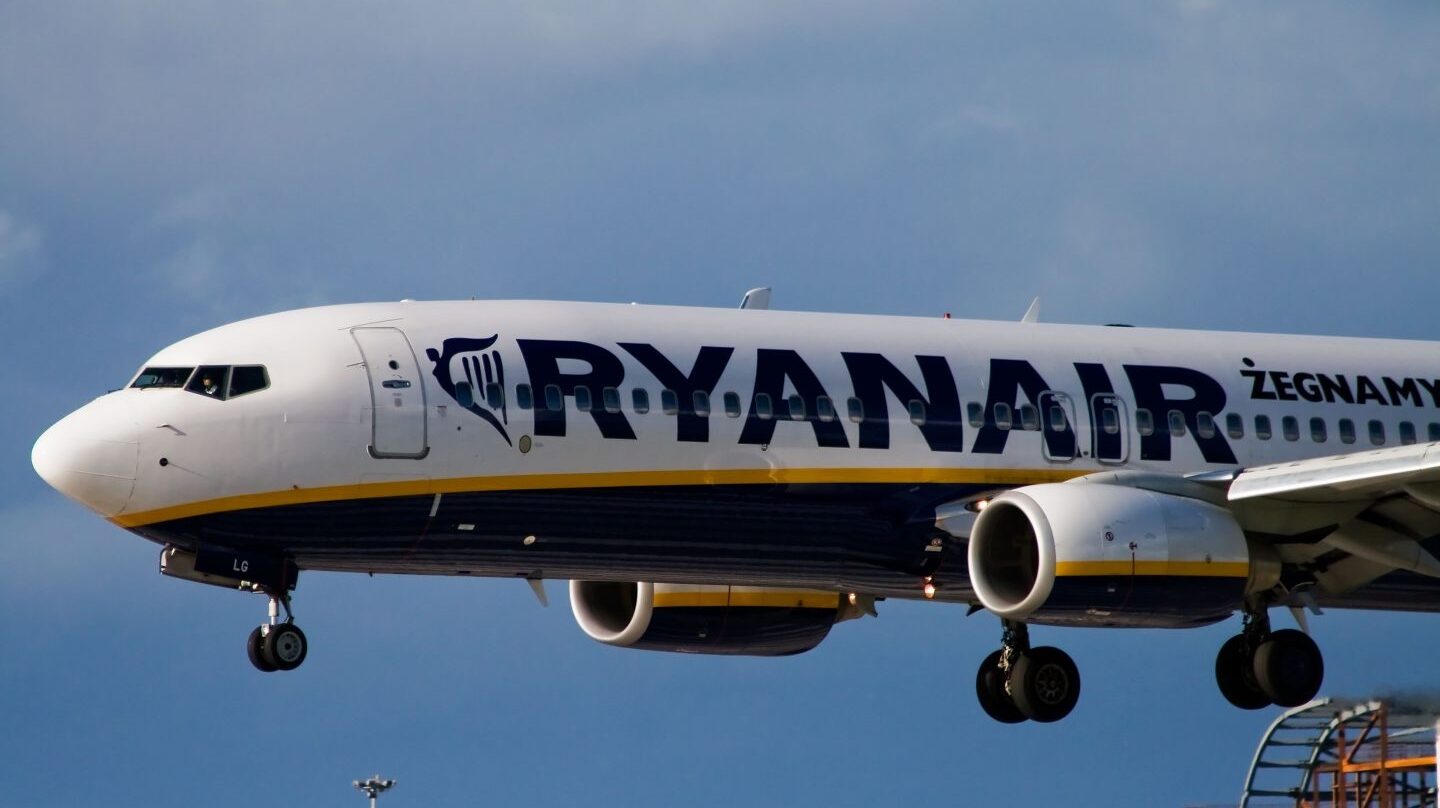 Un avión de la aerolínea de bajo coste Ryanair.