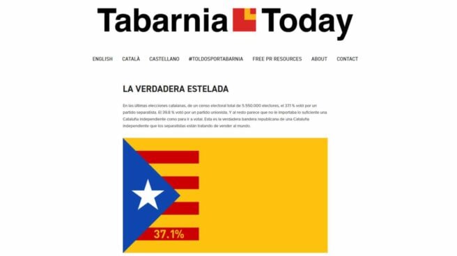 Portada del periódico digital 'Tabarnia Today', lanzado por la plataforma Tabarnia.
