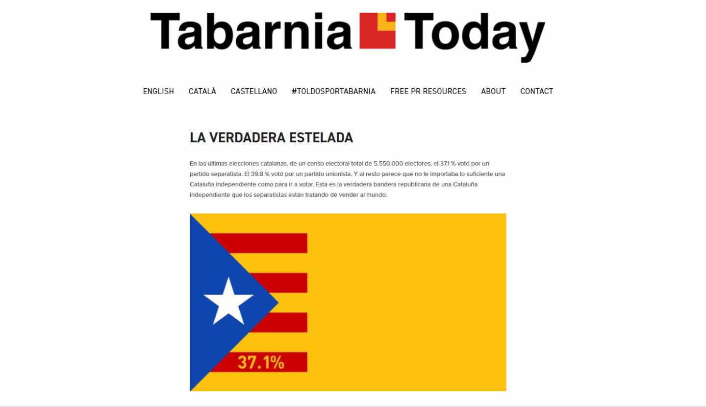 Portada del periódico digital 'Tabarnia Today', lanzado por la plataforma Tabarnia.