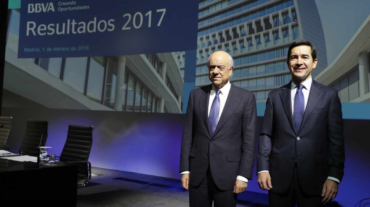 El presidente del banco BBVA Francisco González, y el Consejero Delegado Carlos Torres Vila.