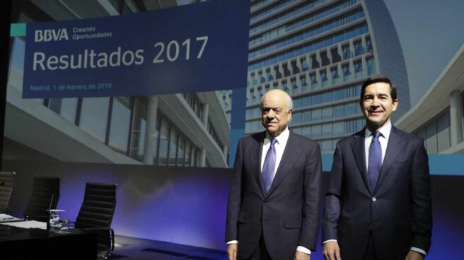 El presidente del banco BBVA Francisco González, y el Consejero Delegado Carlos Torres Vila.