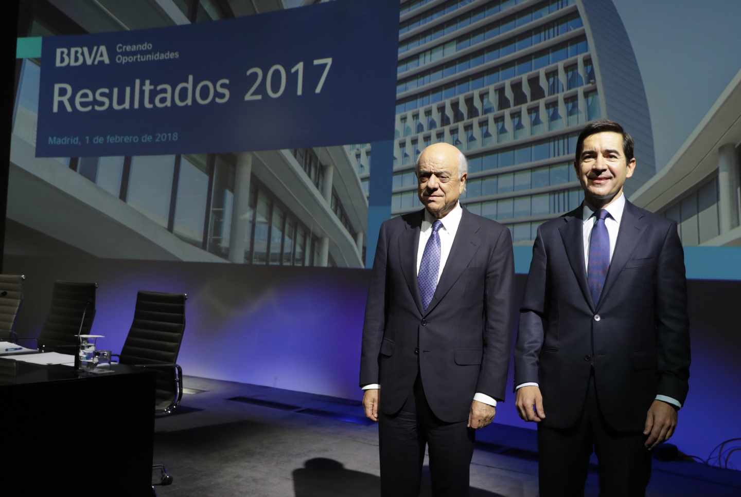 El presidente del banco BBVA Francisco González, y el Consejero Delegado Carlos Torres Vila.