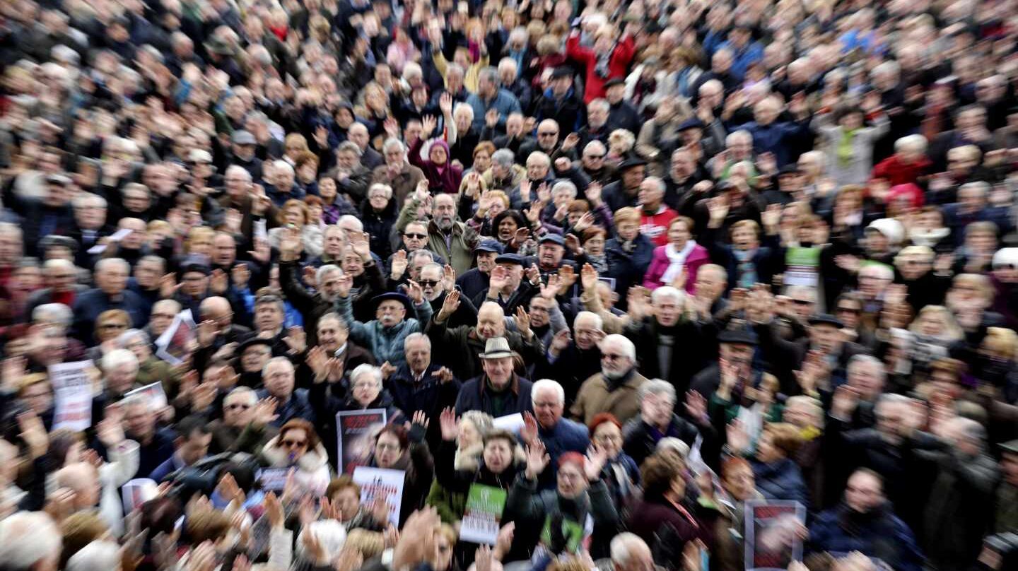Concentración de pensionistas en Bilbao.