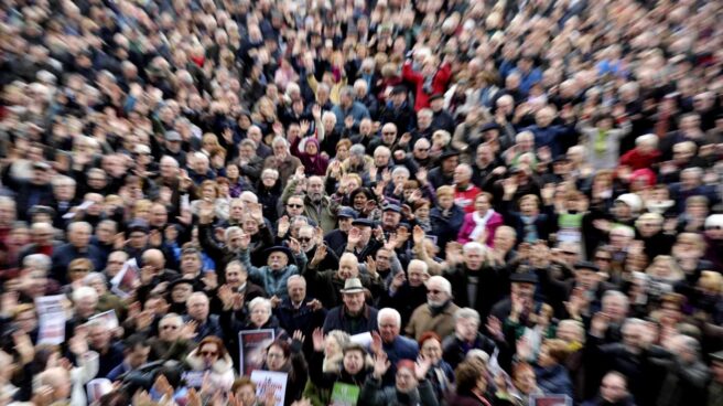 Concentración de pensionistas en Bilbao.