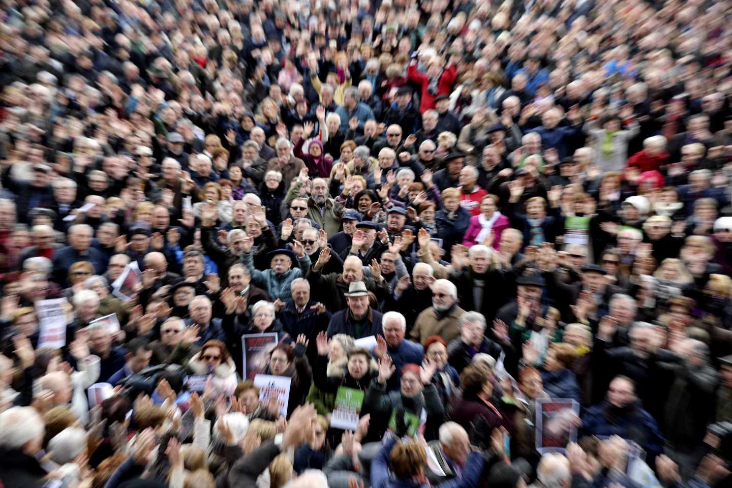 Concentración de pensionistas en Bilbao.