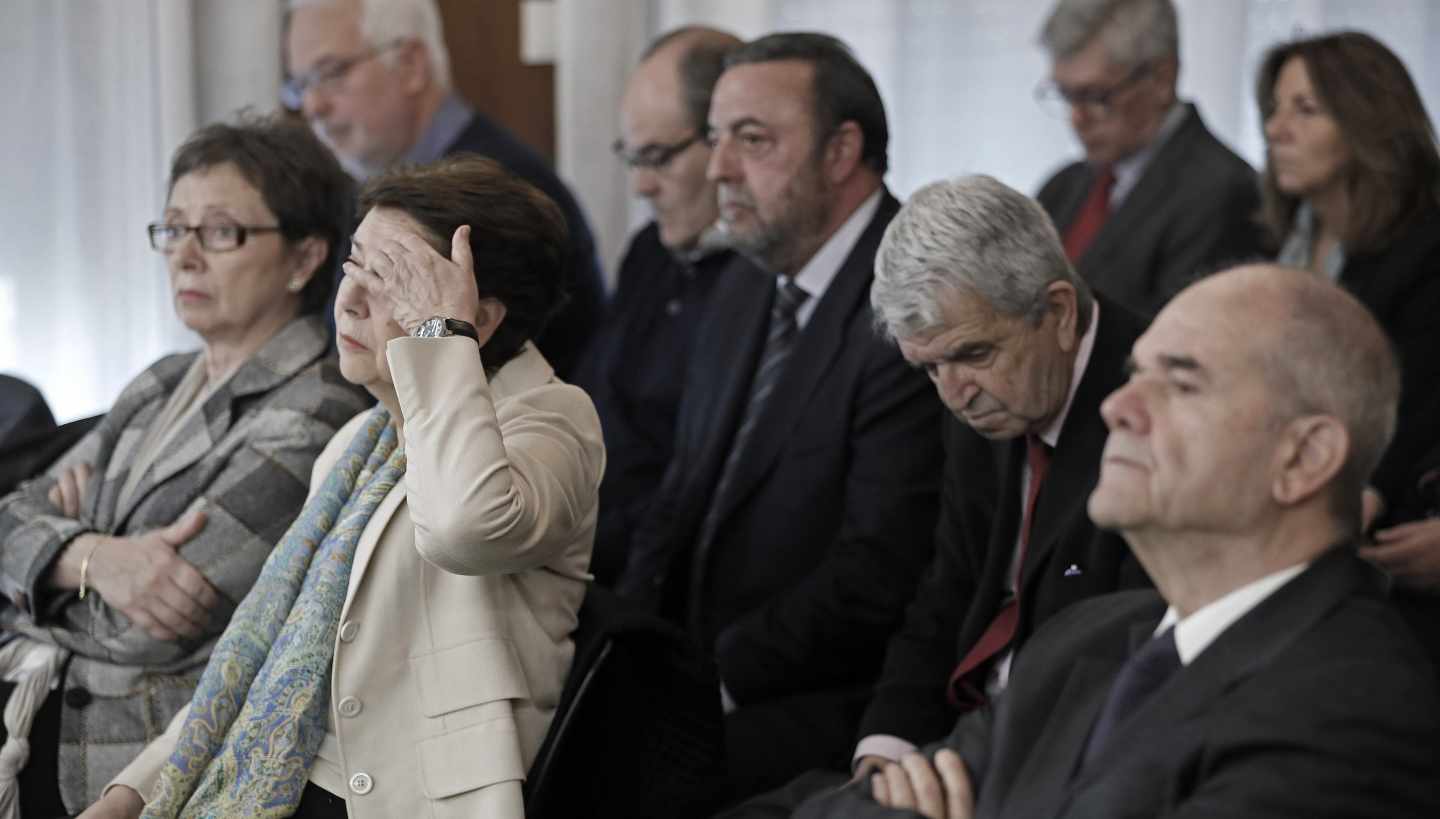 Nueve de los ex altos cargos de la Junta de Andalucía procesados, en una de las sesiones del juicio de la pieza política del 'caso ERE'.