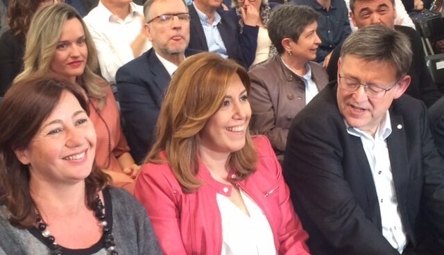 Francina Armengol, Susana Díaz y Ximo Puig, en un acto del PSOE. Francina Armengol, Susana Díaz y Ximo Puig, en un acto del PSOE.