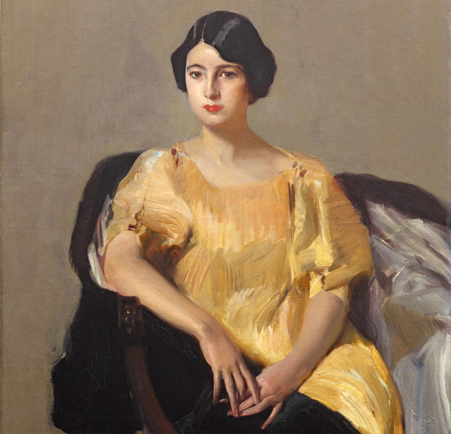 Elena con túnica amarilla cuadro de Sorolla