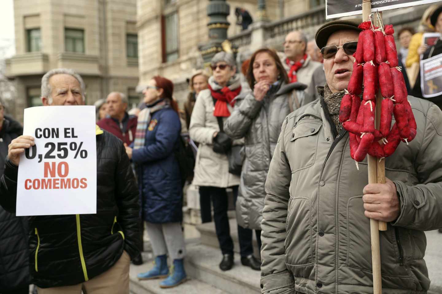 Concentración de pensionistas en Bilbao.