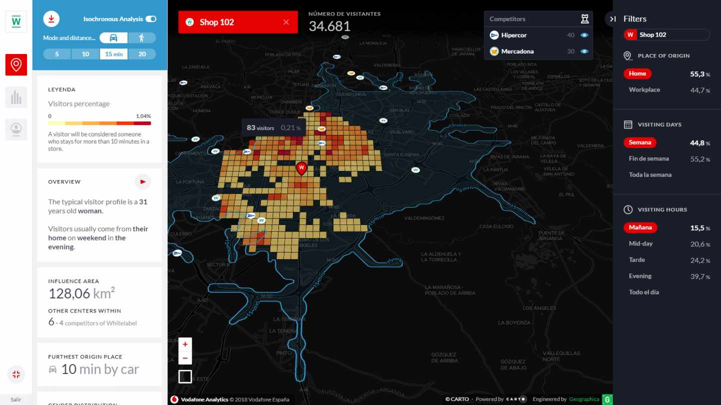 Imagen del nuevo servicio de big data 'Vodafone Analytics'.