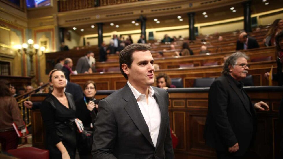 El líder de Ciudadanos, Albert Rivera, antes de la sesión de control al Gobierno en el Congreso de los Diputados.