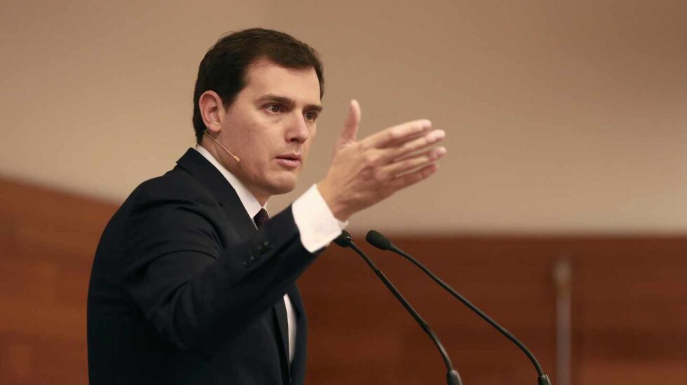 El presidente de Ciudadanos, Albert Rivera, durante un acto en Aragón.