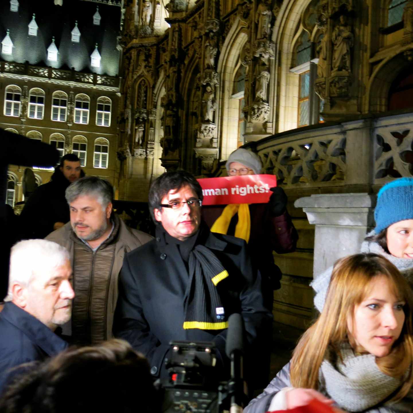 El expresidente catalán Carles Puigdemont durante una concentración en la localidad belga de Lovaina (Bélgica) organizada por la Asamblea Nacional Catalana.