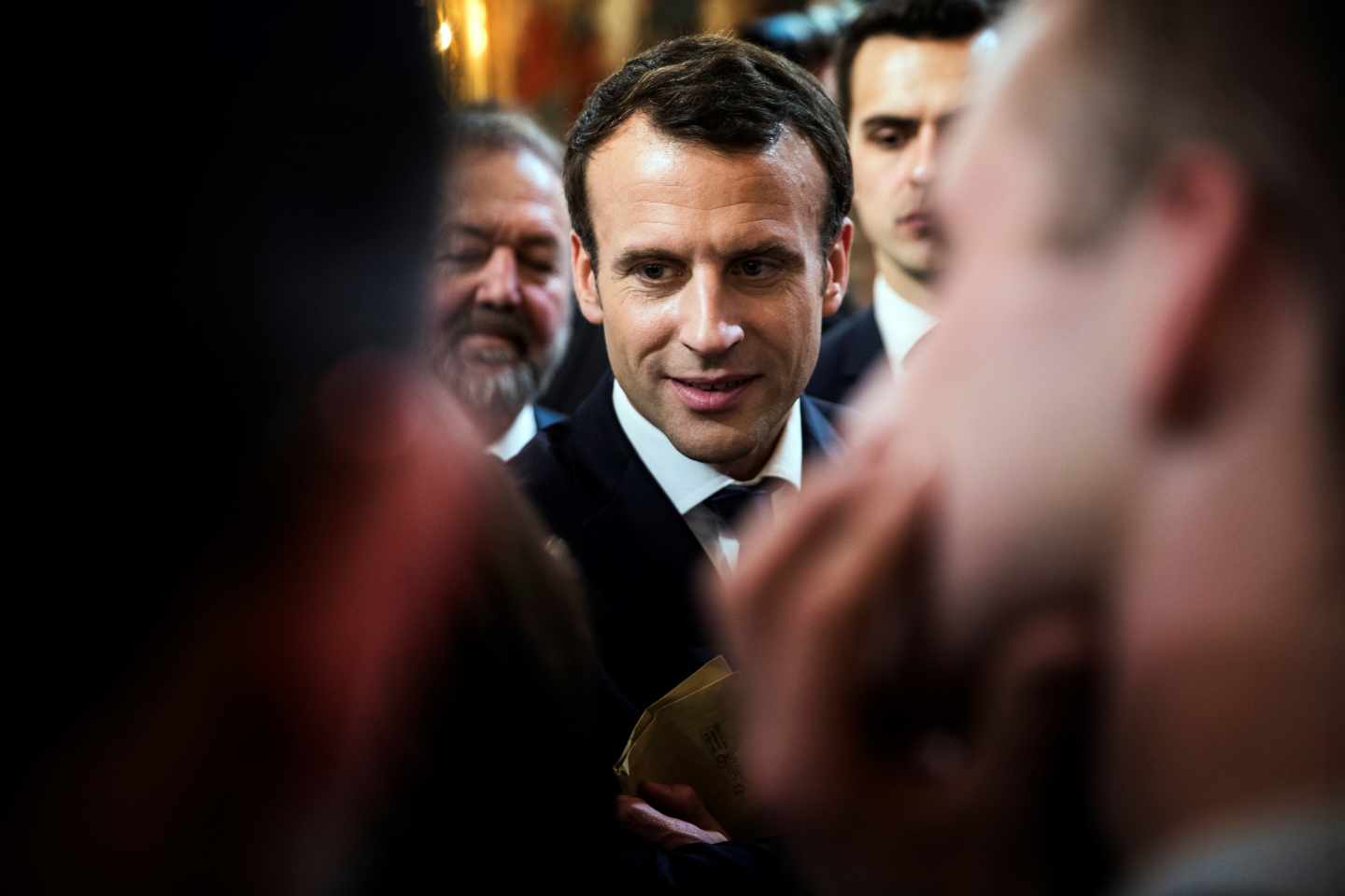 El presidente de Francia, Emmanuel Macron, durante un encuentro con empresarios.